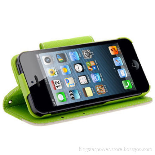 Flip mobile phone leather case for iPhone 5/5G, PC+PU material
